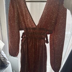 forever21 Elegant Red Paisley Dress